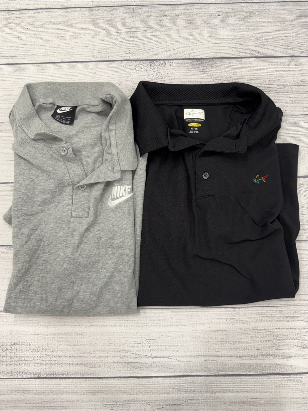 Nike Greg Norman Mens XL Polo Shirt Lot Gray Black Golf Performance